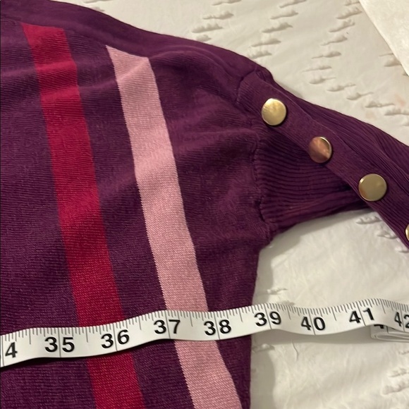 Stylish Purple and Pink Striped Poncho - Picture 7 of 8